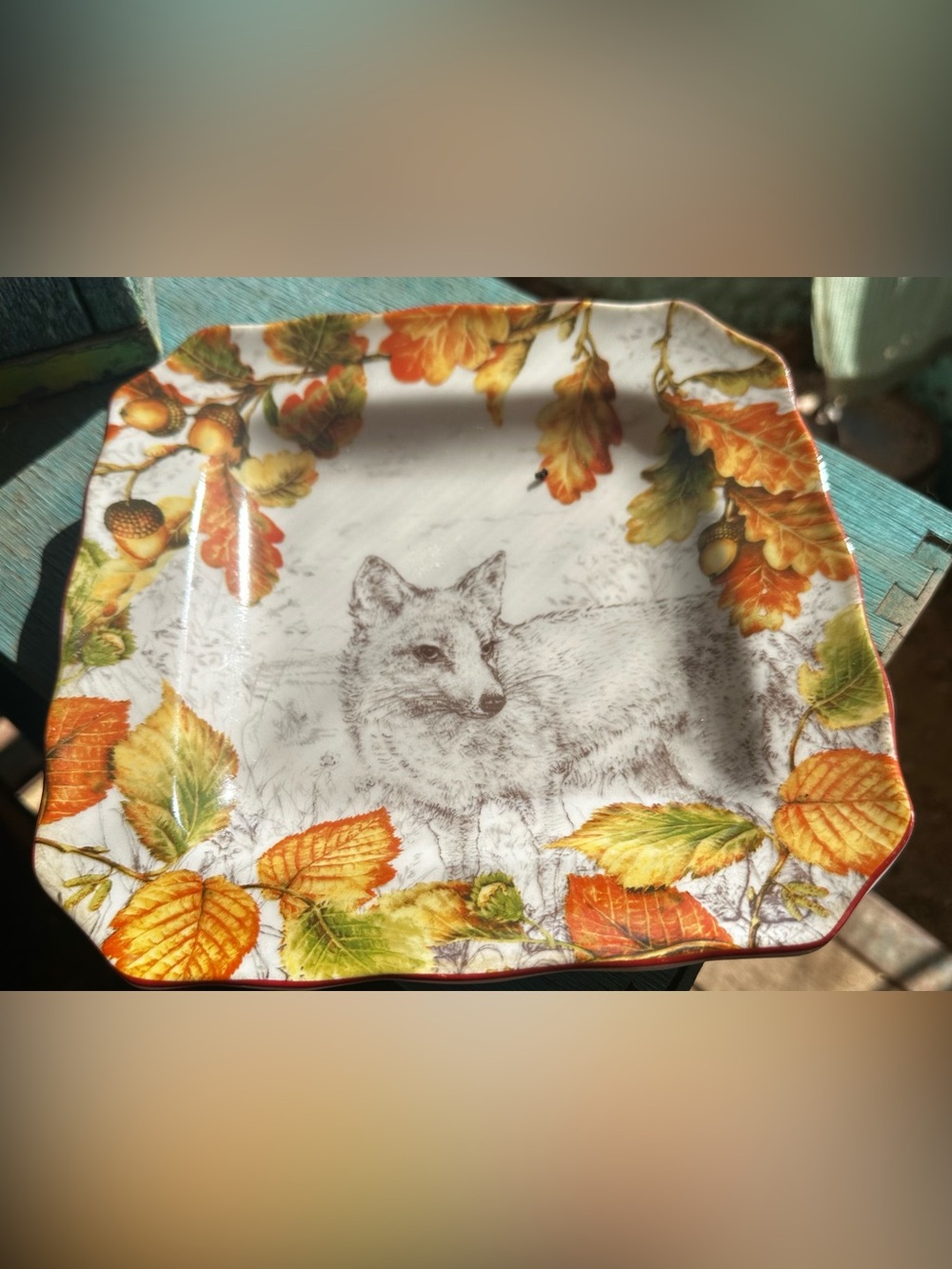 222 Fifth Cream Square Porcelain Plate